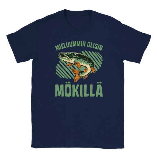 Mieluummin Olisin Mökillä, Hauki - Miesten T - paita - Mun Paita
