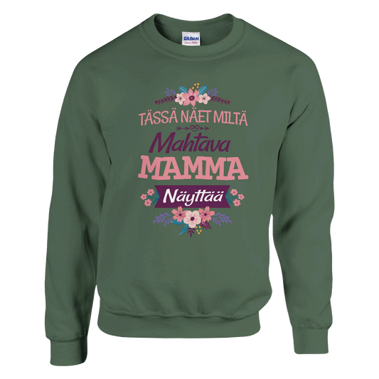 Mahtava Mamma - Collegepaita – tuotekuva