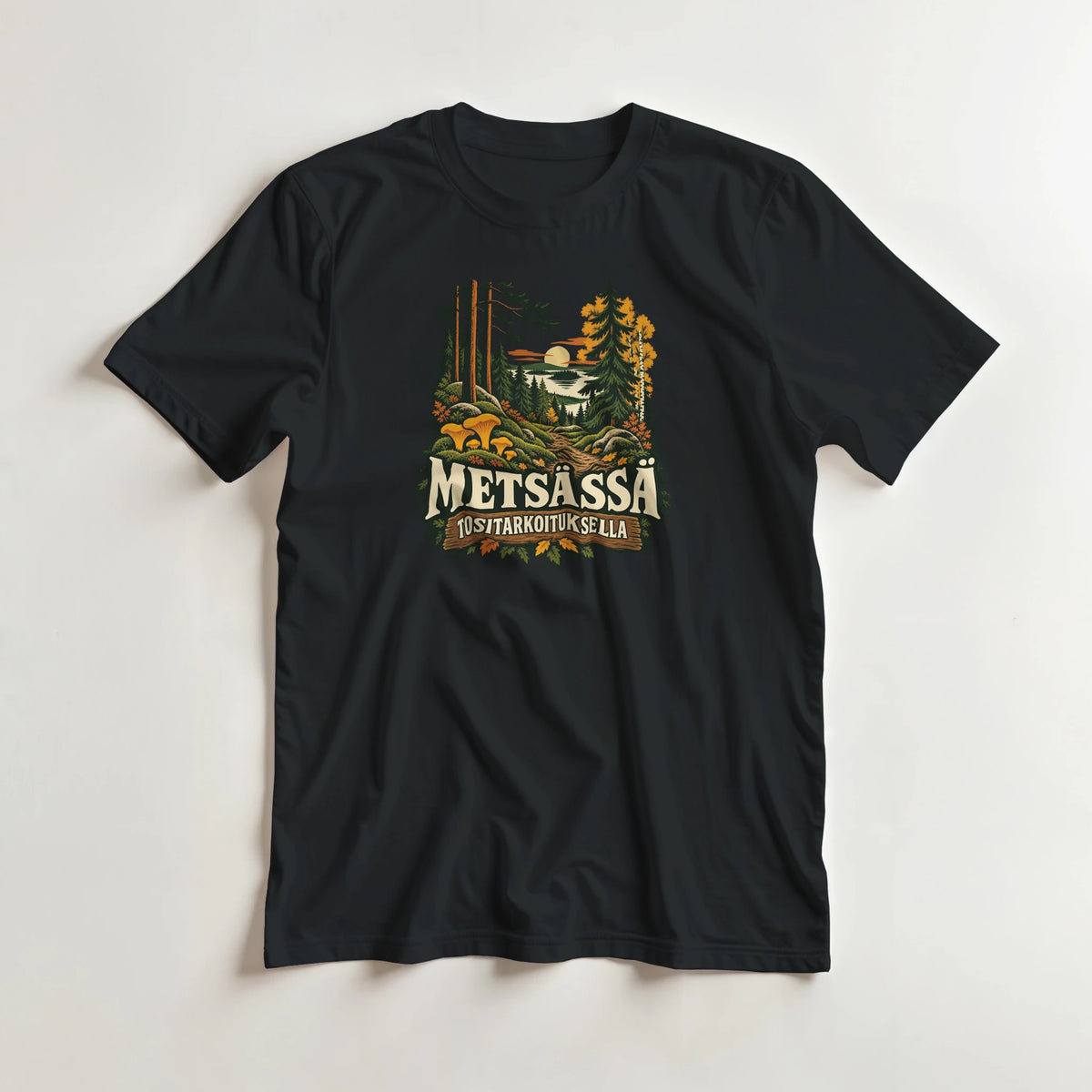 Metsässä tositarkoituksella syksy - 3XL - 5XL T-paita – tuotekuva