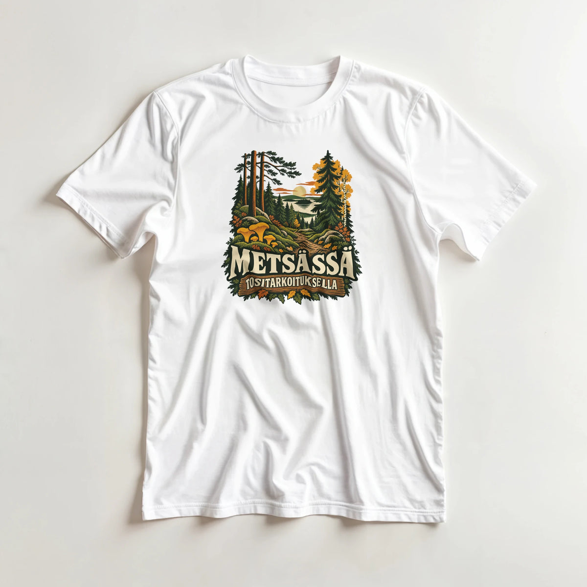 Metsässä tositarkoituksella syksy - 3XL - 5XL T-paita – tuotekuva