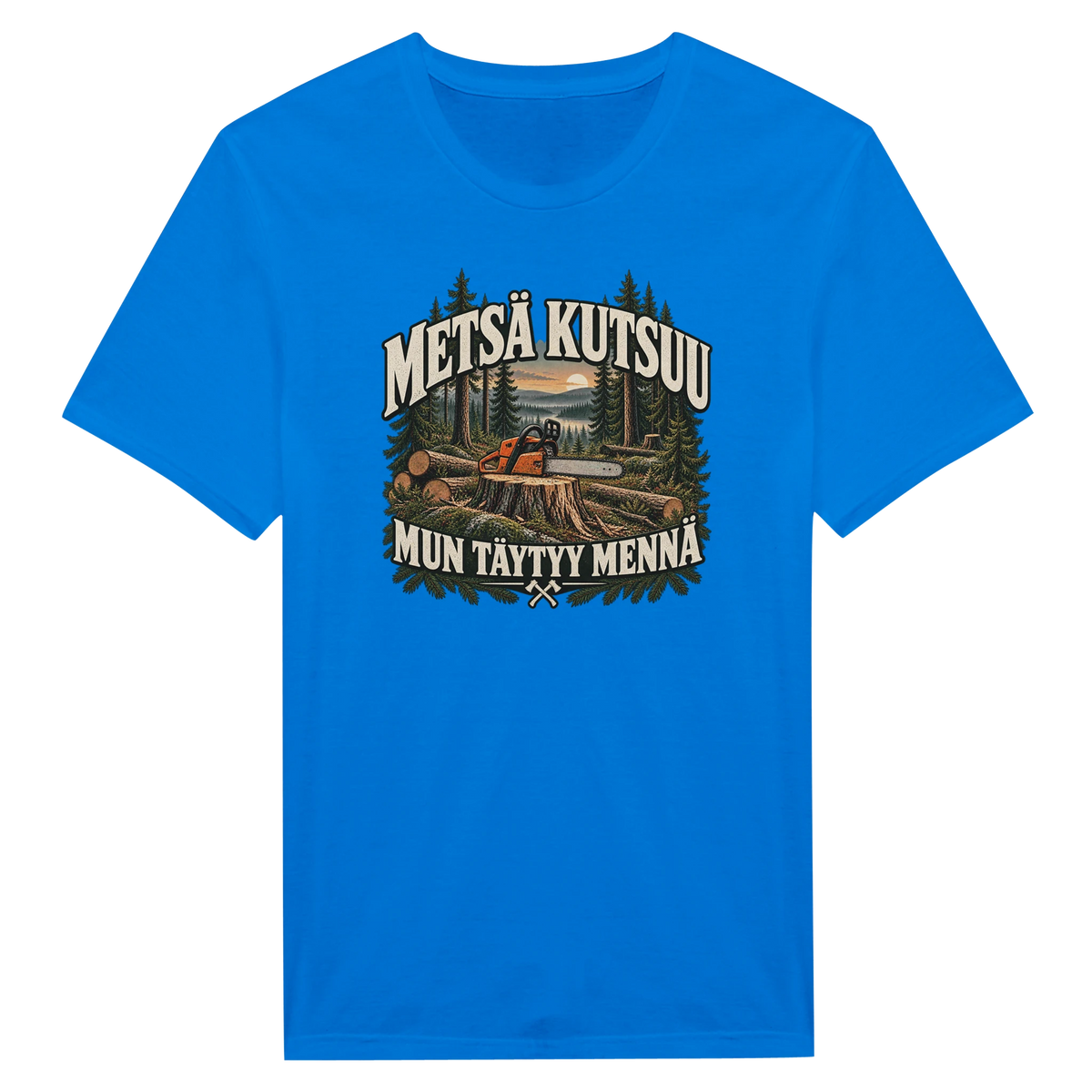 Metsä kutsuu Sahuria - Miesten T-paita – tuotekuva