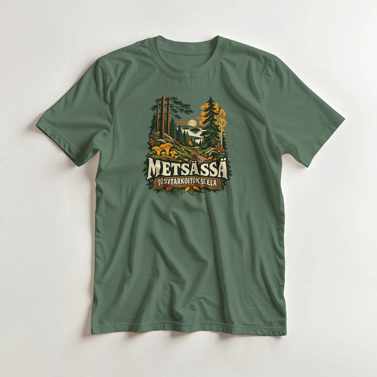 Metsässä tositarkoituksella syksy - 3XL - 5XL T-paita – tuotekuva