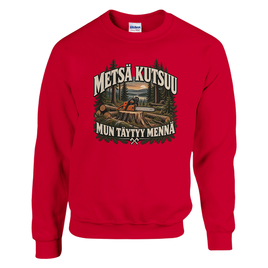 Metsä kutsuu Sahuria - Collegepaita – tuotekuva