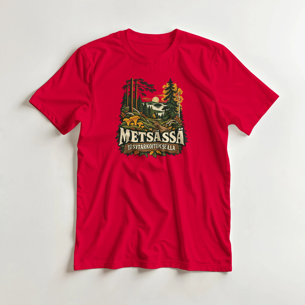 Metsässä tositarkoituksella syksy - 3XL - 5XL T-paita – tuotekuva