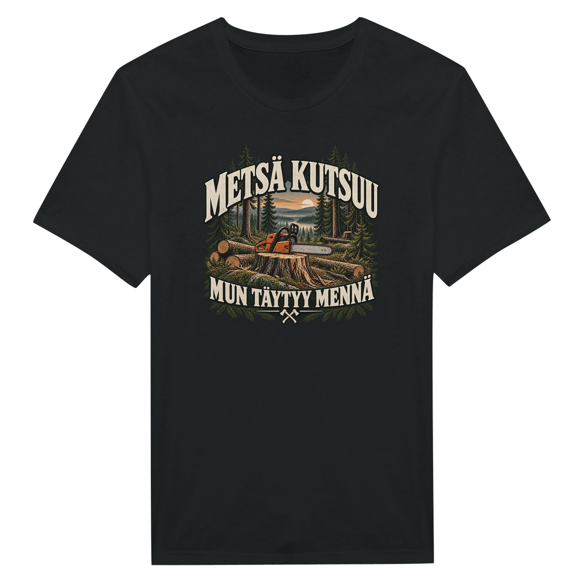 Metsä kutsuu Sahuria - Miesten T-paita – tuotekuva
