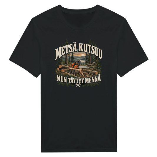 Metsä kutsuu Sahuria - Miesten T-paita – tuotekuva