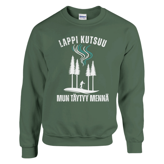 Lappi Kutsuu - Mun Täytyy Mennä - Hiihtäjä - Collegepaita - Mun Paita