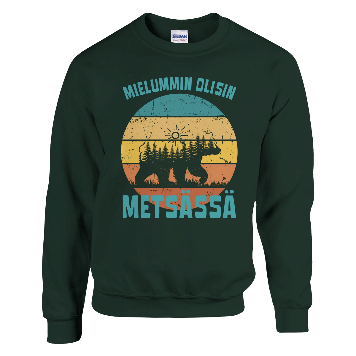 Mielummin Olisin Metsässä Karhu - Collegepaita - Mun Paita