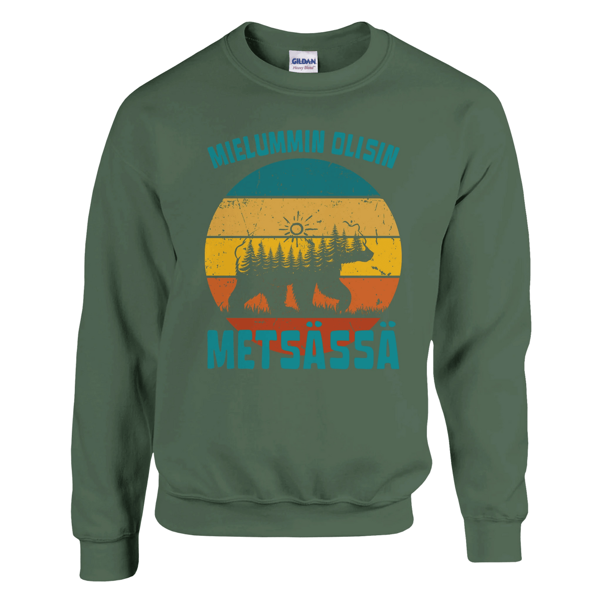 Mielummin Olisin Metsässä Karhu - Collegepaita - Mun Paita