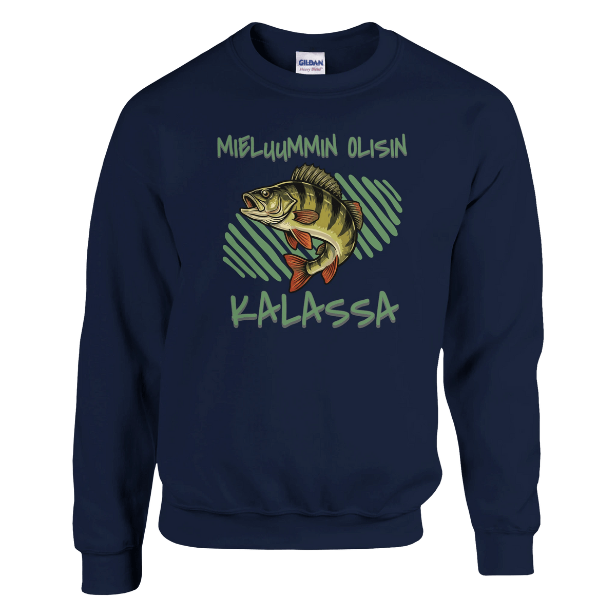 Mieluummin Olisin Kalassa - Ahven - Collegepaita - Mun Paita