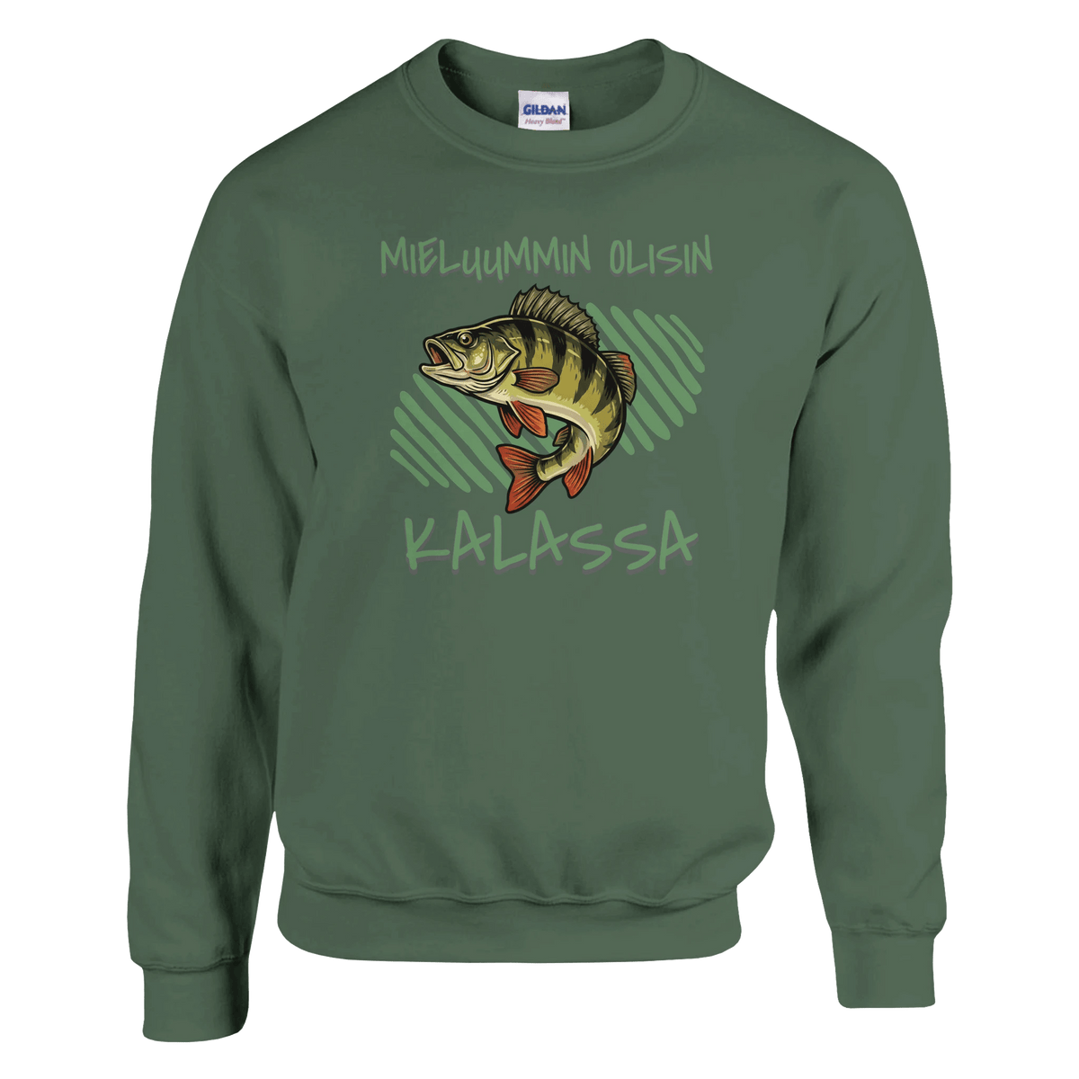 Mieluummin Olisin Kalassa - Ahven - Collegepaita - Mun Paita
