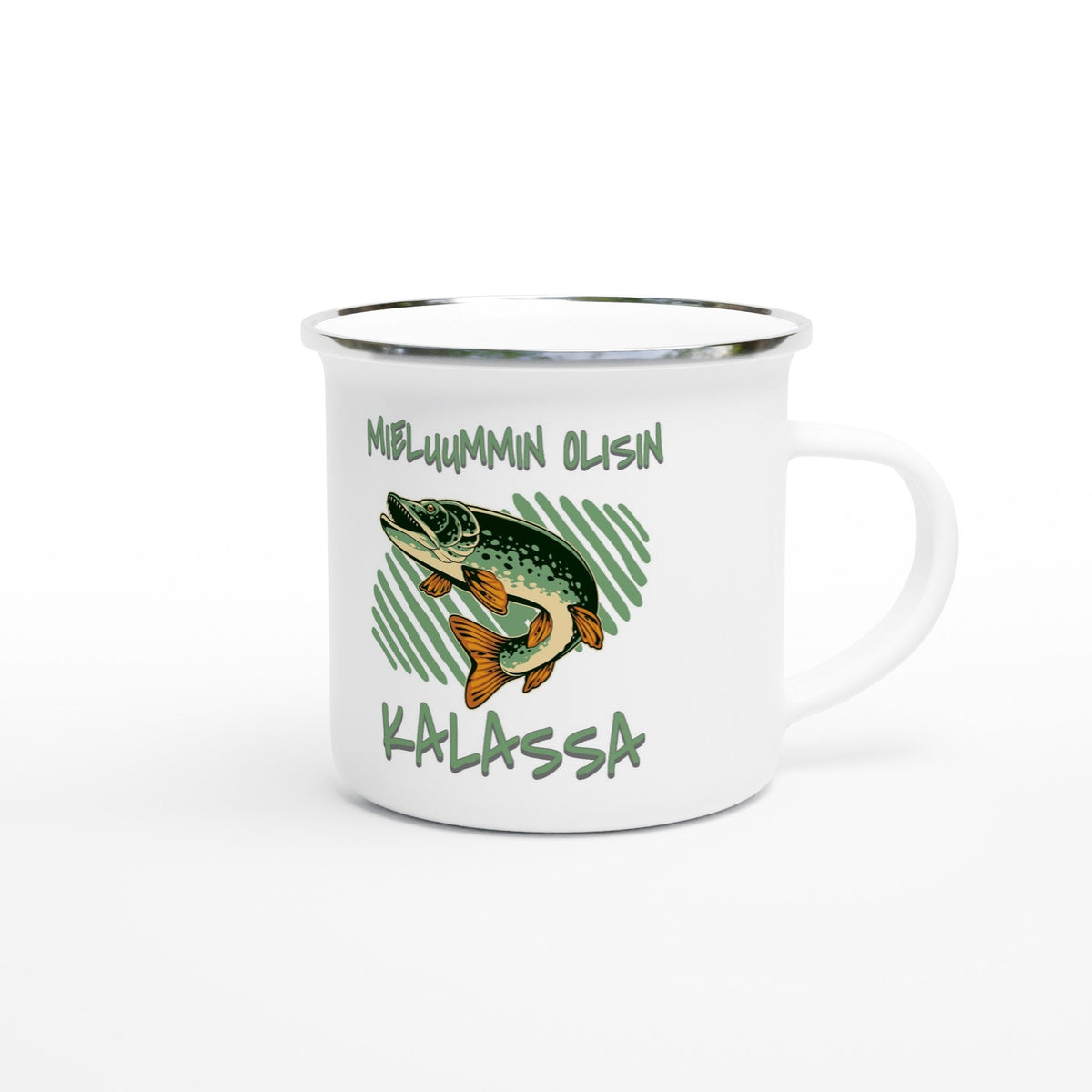 Mieluummin Olisin Kalassa / Hauki - Emalimuki 3,5dl - Mun Paita