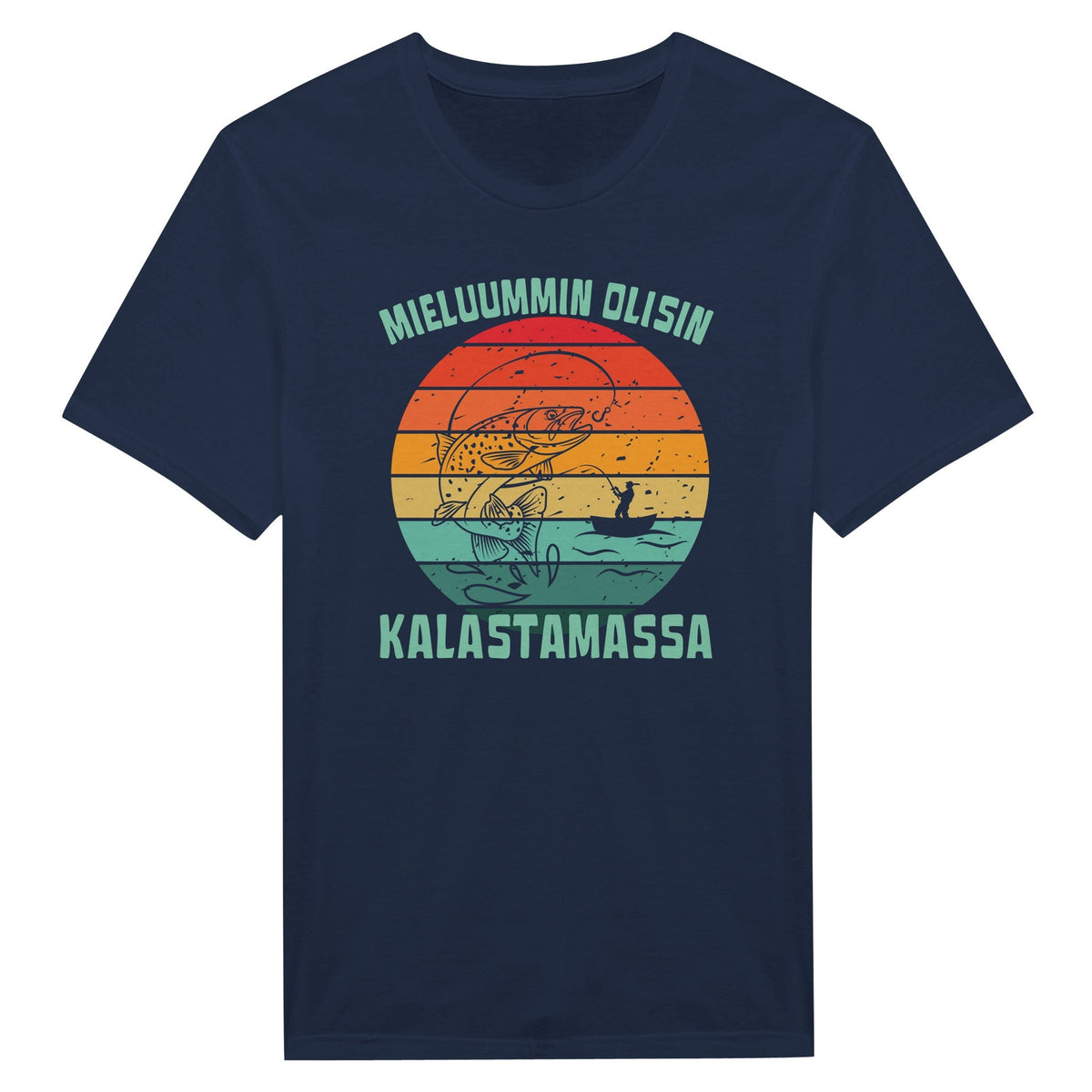 Mieluummin Olisin Kalastamassa v.1 - Miesten T - paita - Mun Paita