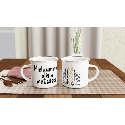 Mieluummin Olisin Metsässä - Emalimuki 3,5dl - Mun Paita