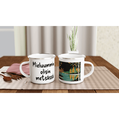 Mieluummin Olisin Metsässä, Hirvi - Emalimuki 3,5dl - Mun Paita