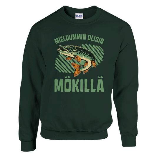 Mieluummin Olisin Mökillä, Hauki - Collegepaita - Mun Paita