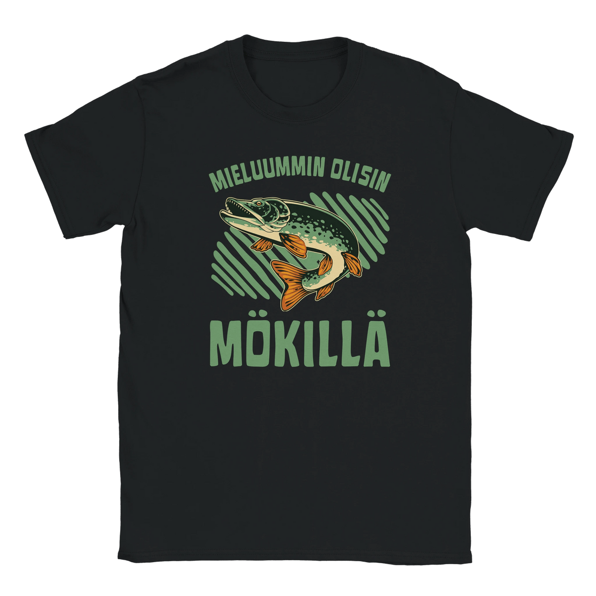 Mieluummin Olisin Mökillä, Hauki - Miesten T - paita - Mun Paita