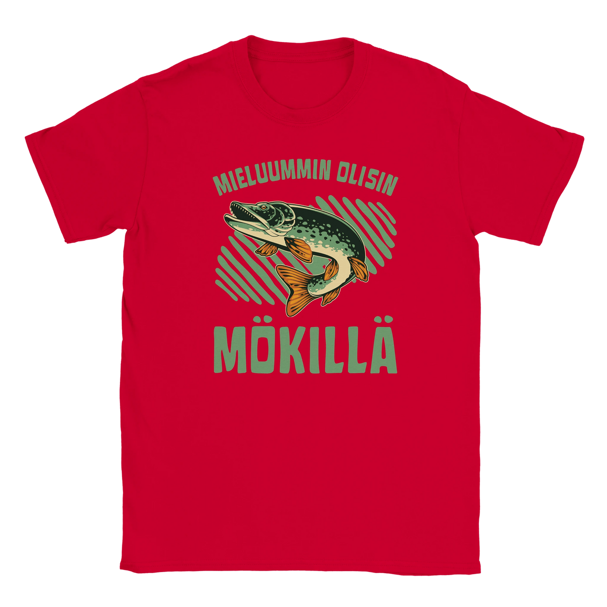 Mieluummin Olisin Mökillä, Hauki - Miesten T - paita - Mun Paita