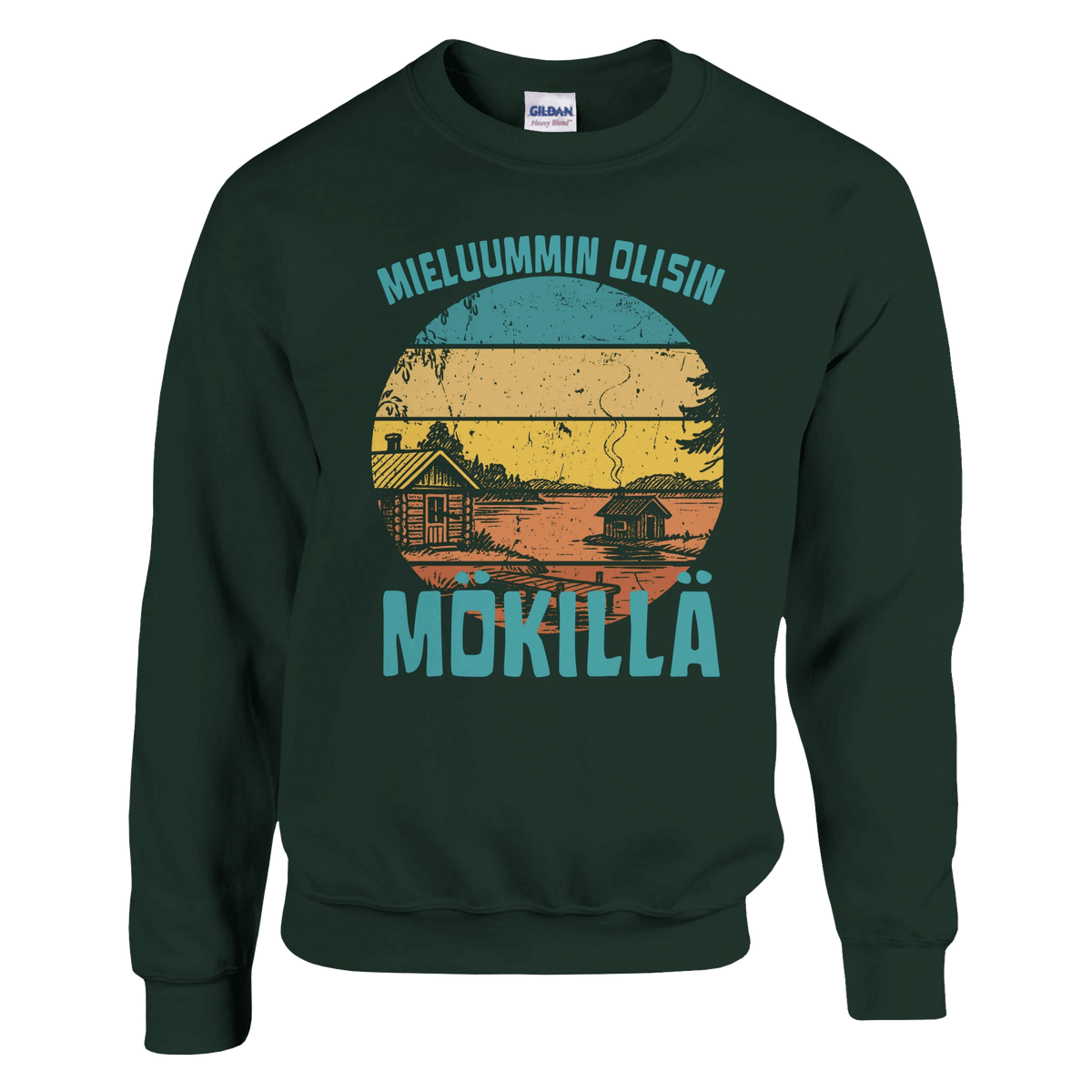 Mieluummin Olisin mökillä Rantasauna - Collegepaita - Mun Paita