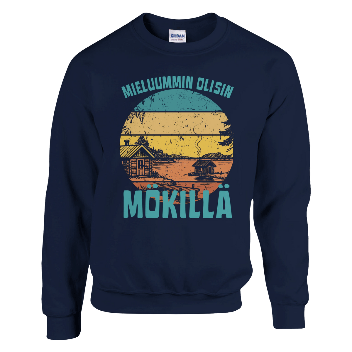 Mieluummin Olisin mökillä Rantasauna - Collegepaita - Mun Paita