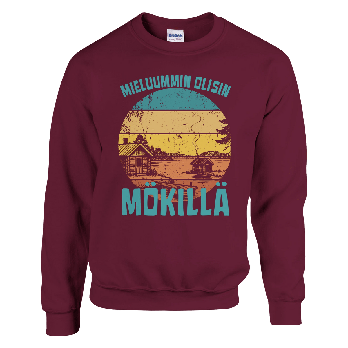 Mieluummin Olisin mökillä Rantasauna - Collegepaita - Mun Paita