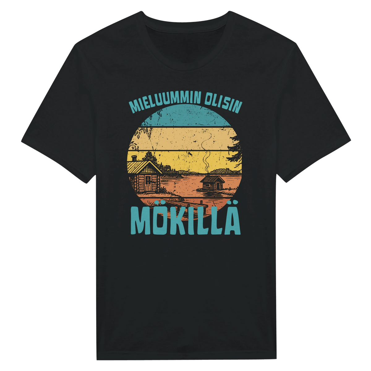 Mieluummin Olisin mökillä Rantasauna - Miesten T - paita - Mun Paita