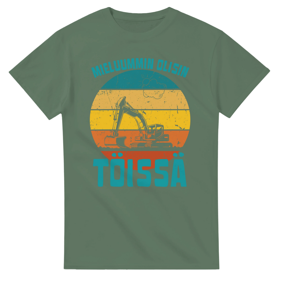 Mieluummin Olisin Töissä (Kaivinkone) - 3XL - 5XL - Mun Paita