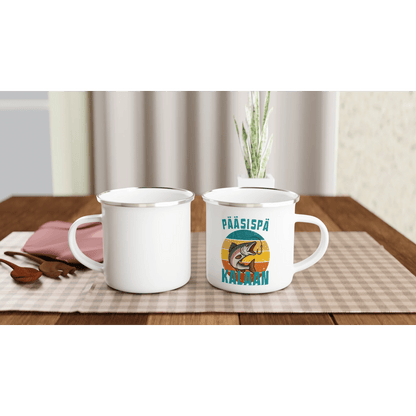 Pääsispä Kalaan | Lohi - Emalimuki 3,5dl - Mun Paita