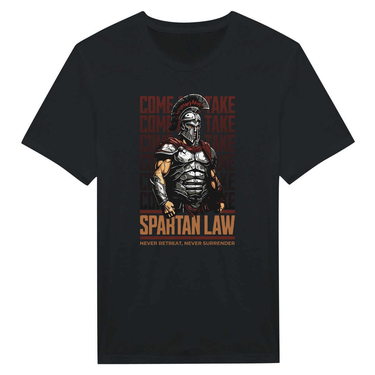 "Spartan Law: Never Retreat, Never Surrender" - T - paita - Mun Paita
