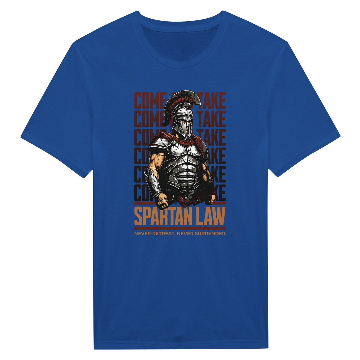 "Spartan Law: Never Retreat, Never Surrender" - T - paita - Mun Paita